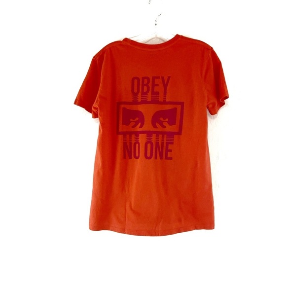 Obey No One Classic Crew Orange T-Shirt Size Small - Picture 5 of 5